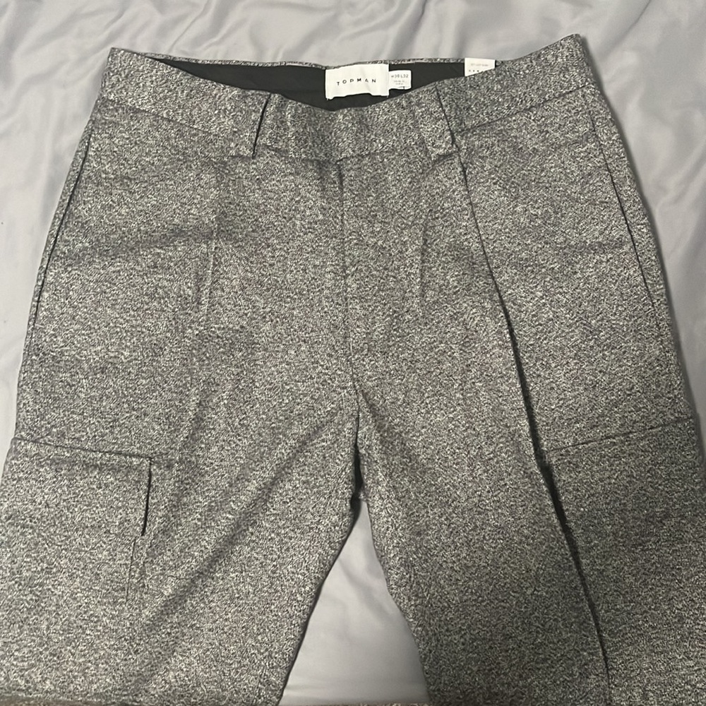 Topman taper pleated cargo pants - gray, Size W30 L32